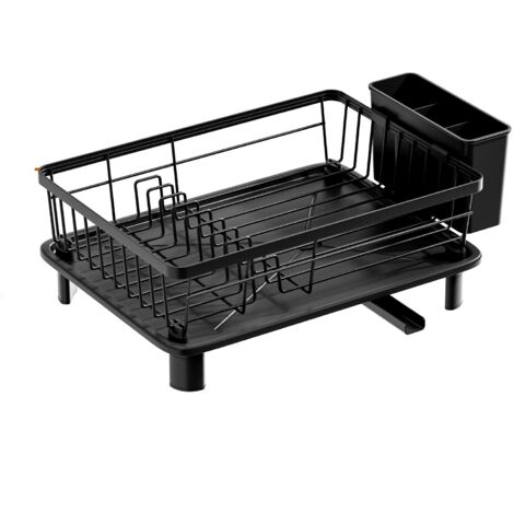 Egoutoire Vaisselle Cuisine,Grande Égouttoir Vaisselle avec Plaque de Drainage,Acier Inoxydable Égouttoir Vaisselle avec Porte-Ustensiles et Buse Rotative,Séchoir à Vaisselle Rangement