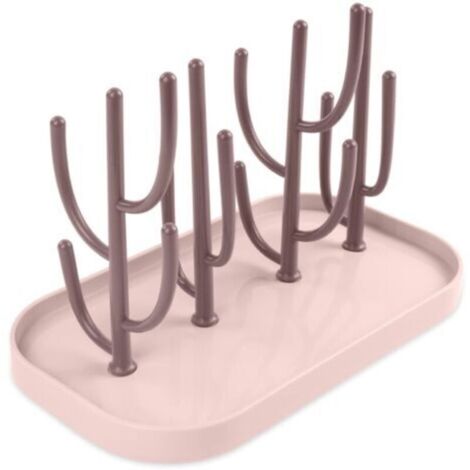Égouttoir à Biberon,Egoutte-biberons Arbre avec Bac à Eau Amovible pour Biberon,Couverts,Tétines Gobelets(Rose)