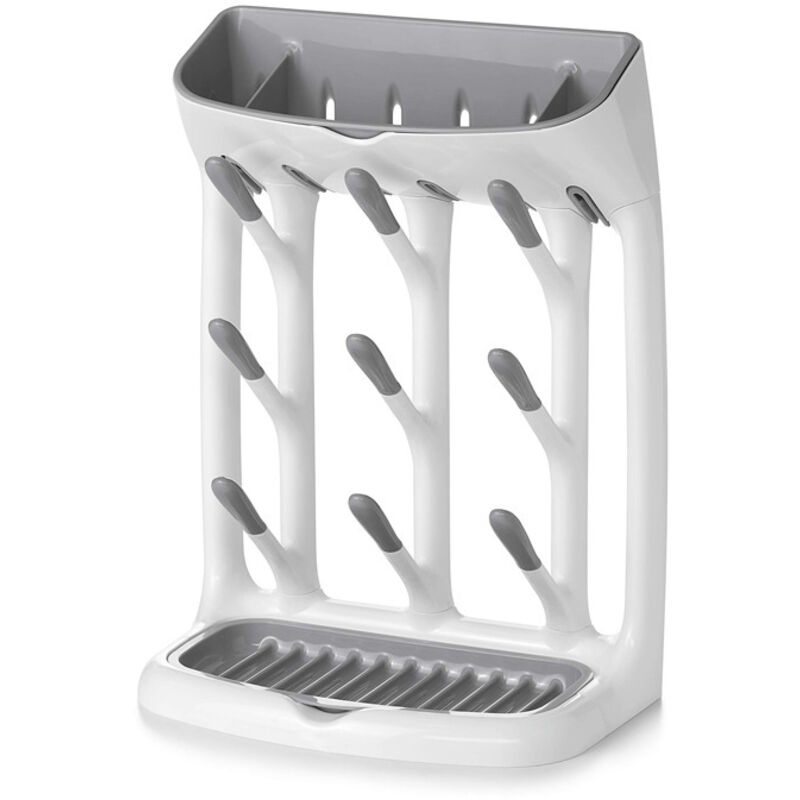 Égouttoir à bouteilles compact en plastique blanc –