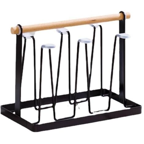 Égouttoir à bouteilles, métal 6 tasses porte-gobelet support de séchage de tasse support de support d'égouttoir en métal support de verre à boire et support d'égouttoir de bouteille(Le noir)
