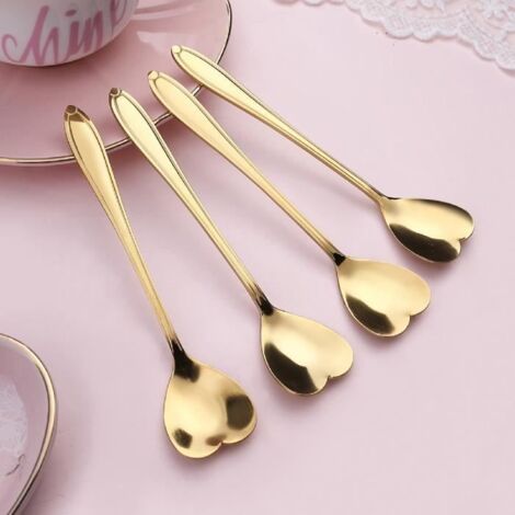 EGOUTTOIR A COUVERTS Cuillère à café en forme de fleur élégante, cuillère à café en style-Golden 3
