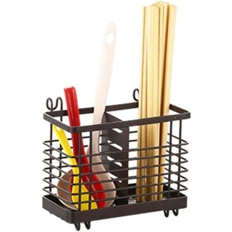Égouttoir à couverts en acier au carbone pour évier, cuisine antirouille - Égouttoir à couverts pour fourchette et baguettes (noir)