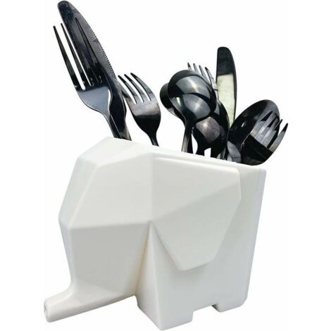 Égouttoir à couverts, porte-éponge, évier de cuisine, blanc, avec trou de drainage pour ranger les couteaux