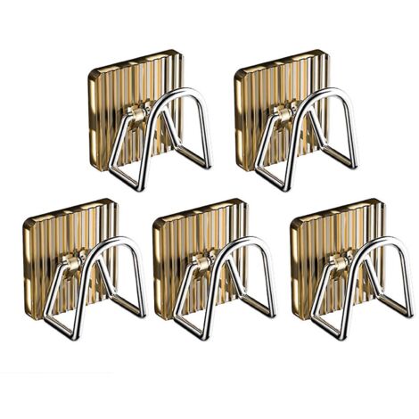 Égouttoir à vaisselle avec crochets, sans perçage, design en U, supporte une charge importante, porte-éponge, égouttoir à vaisselle, accessoire de cuisine - Lot de 5 - Doré