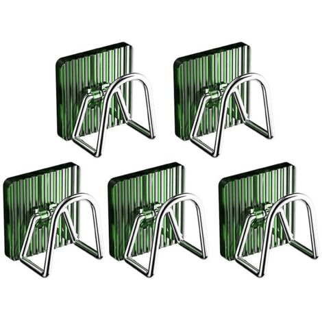 Égouttoir à vaisselle avec crochets, sans perçage, design en U, supporte une charge importante, porte-éponges et égouttoir à torchons, accessoire de cuisine - Lot de 5 - Vert