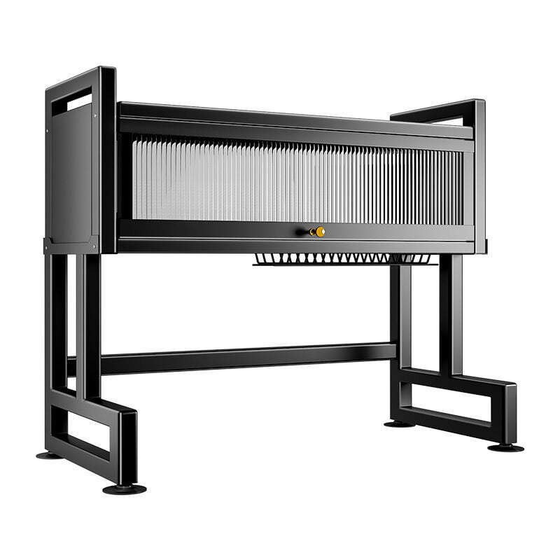 Gouttoir à Vaisselle avec crochets,ensemble d'accessoires,Anti-poussière,pour Cuisine Evier Étagère Rangement,65x30x80cm,Noir