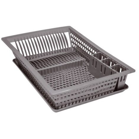 Egouttoir à vaisselle avec plateau de récupération – 48x35,5 cm – Aluminium et plastique – Séchage rapide pour 18 couverts