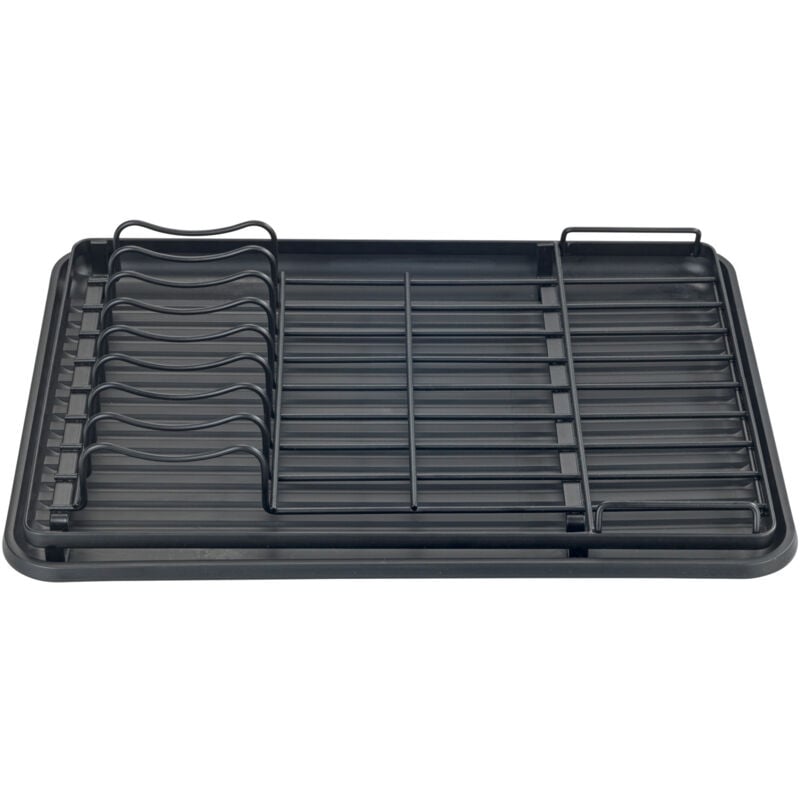 Égouttoir à vaisselle avec porte-bouteilles Amy WENKO, Séchoir à assiettes et égouttoir à bouteilles, Métal poudré et plastique, 42,5x13,5x31,5 cm,