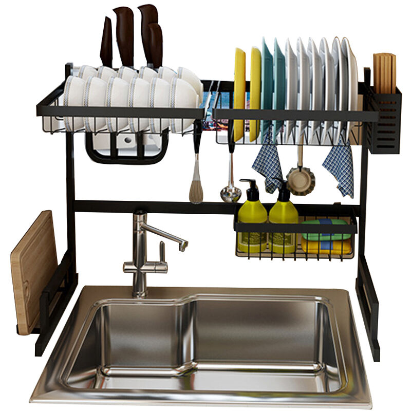 Asupermall - Egouttoir A Vaisselle En Acier Inoxydable, Noir, 65 Cm