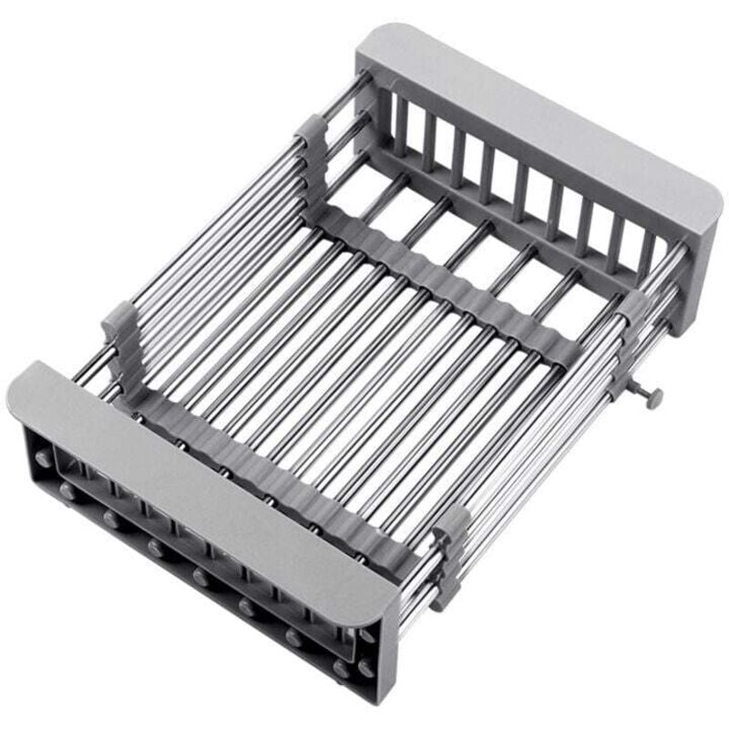 Gabrielle - gouttoir à vaisselle extensible, panier d'évacuation télescopique en acier inoxydable, égouttoir à vaisselle extensible et support à bols