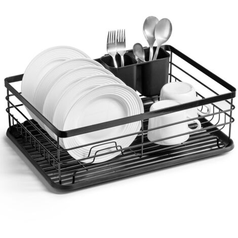 ÉGOUTTOIR À VAISSELLE NOIR ÉGOUTTOIR À ASSIETTES COUVERTS DE CUISINE