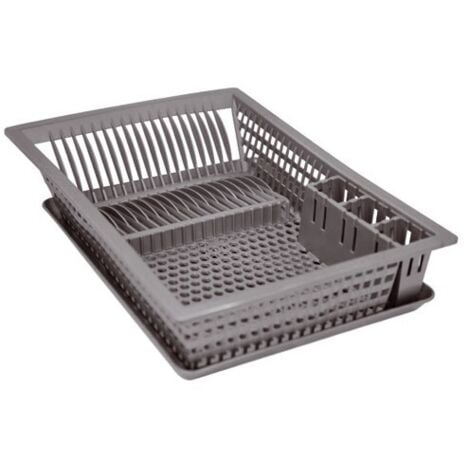 ALUMINIUM ET PLASTIQUE Egouttoir à Vaisselle + Plateau - 48x35,5 Cm - Gris - Aluminium Et Plastiq