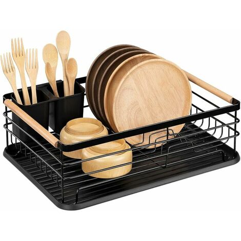 Égouttoir à Vaisselle - Plateau Étendoir pour Évier Cuisine - Rangement Couverts Ustensiles Assiettes Verres - Pas d'Assemblage Requis