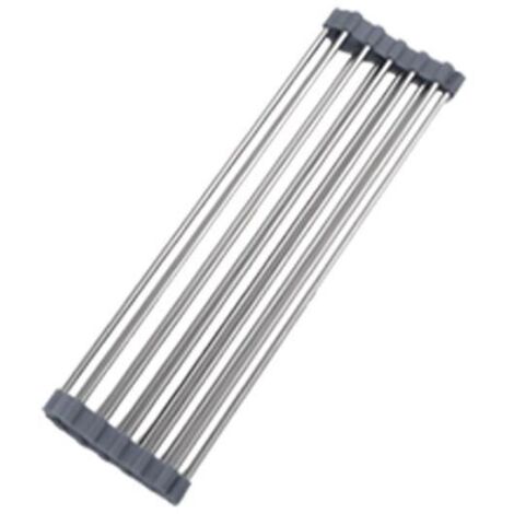 Égouttoir À Vaisselle Pliable En Acier Inoxydable Étagère De Séchage À Rouler Support D'évier De Cui Grey 37x30cm Grey 37x30cm