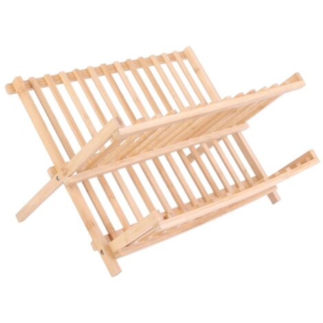 Égouttoir à vaisselle pliable en bambou