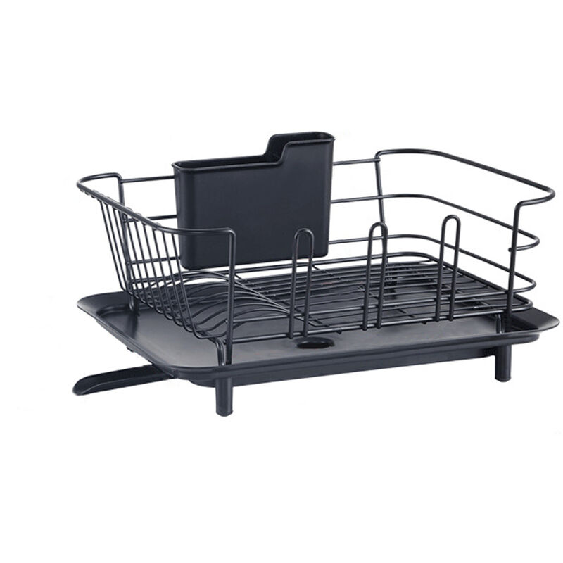 Egouttoir A Vaisselle Pour Cuisine Egouttoir A Vaisselle Antirouille Ensemble Bec Pivotant Reglable Amovible, Noir