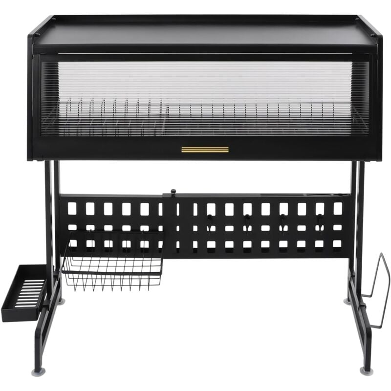 Gouttoir à vaisselle sur évier avec plateau et porte-couverts, égouttoir avec porte d'armoire fermée pour vaisselle, égouttoir au-dessus de l'évier,