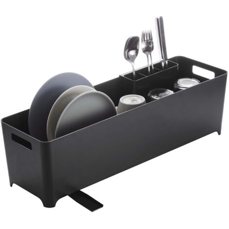 Egouttoir à vaisselles Slim en plastique ABS – Dimensions 55,5 x 16,5 x 16 cm – Avec drain d'écoulement pour séchage rapide – Yamazaki