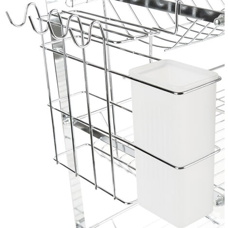 Égouttoir de cuisine en acier inoxydable à trois couches à trois plaques (cage à baguettes + porte-gobelet)