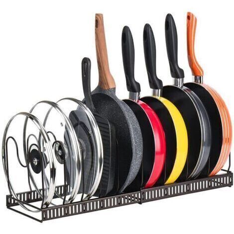 Égouttoir de rangement de cuisine 58x18x18cm, support de rangement pour casseroles avec compartiment de rangement de cuisine