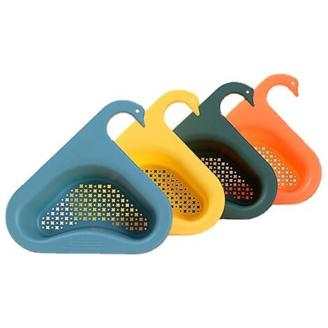 Égouttoir de rangement triangulaire bleu pour évier avec panier égouttoir