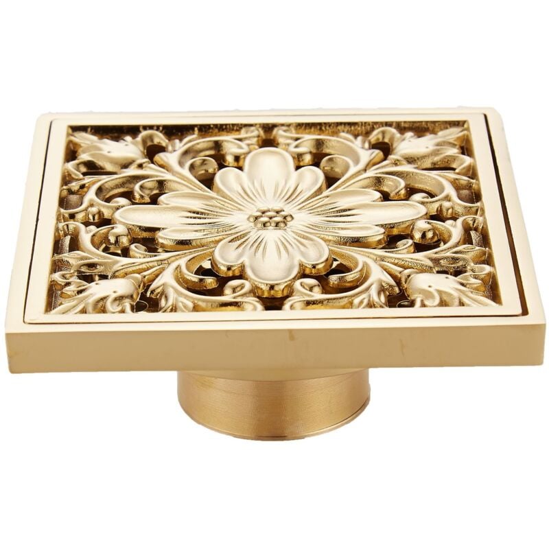 Ahlsen - gouttoir de sol carré en laiton antique avec filtre de drainage pour salle de bain