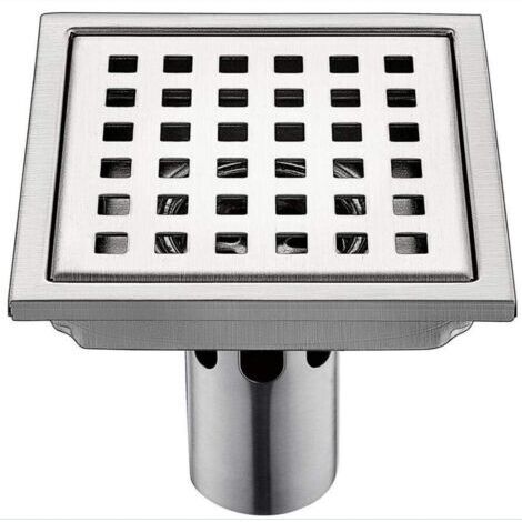 Égouttoir De Sol en Acier Inoxydable Grand Débit Égouttoir Carré Douche Drain Grille De Déchets,15X15cm