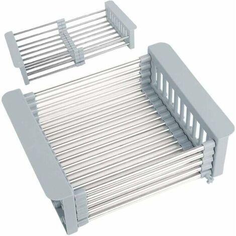 Égouttoir d'Évier Extensible,Évier Égouttoir à Vaisselle Réglable, Égouttoir à Vaisselle Réglable en Acier Inoxydable, Panier de Vidange Télescopique Égouttoir à Vaisselle (30x22.5x9.5cm)