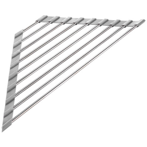 Égouttoir d'évier - Porte-torchons - Organisateur d'évier - Rangement de cuisine - Égouttoir d'évier pliable - Organisateur de plan de travail - Acier inoxydable