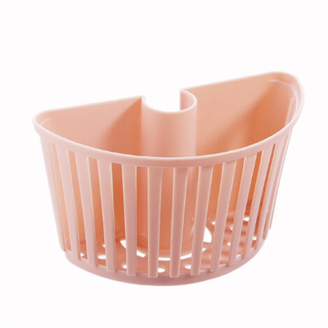 Égouttoir évier en plastique suspendu panier support étagère aspiration buse support éponge stockage cuisine fournitures robinet support 1 pièces (rose)
