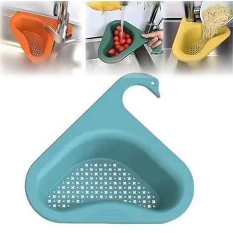 Égouttoir Filtrant Suspendu Multifonctionnel , Panier de Crépine D'évier de Cuisine d'angle, Panier de vidange de Cygne (bleu)