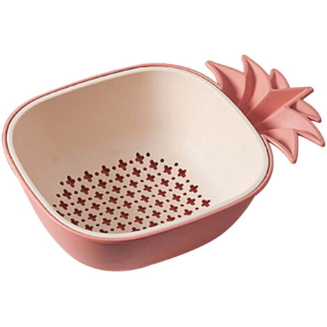 Égouttoir mignon en forme d'ananas, panier égouttoir double couche épais pour la maison, panier de rangement pour fruits et légumes, panier à linge, panier de rangement en plastique