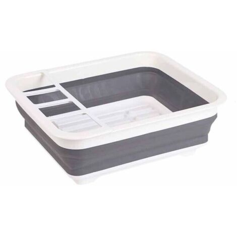 Égouttoir pliable et portable, idéal pour les cuisines, les camping-cars, les caravanes et les remorques, permettant un gain de place.