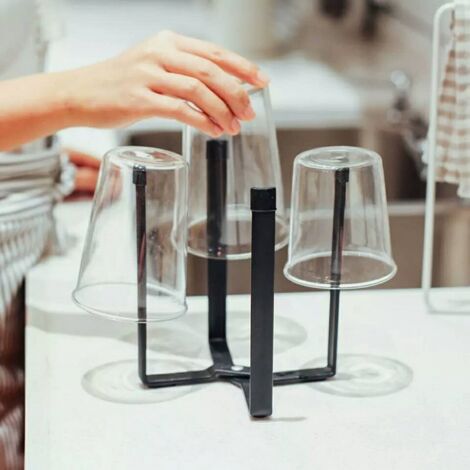 Égouttoir pliable pour bouteilles et tasses, égouttoir multifonctionnel (noir)