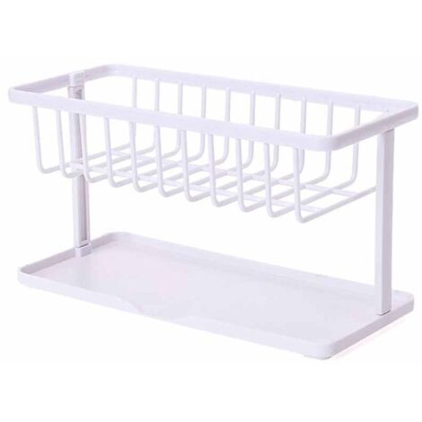 Égouttoir pour évier de salle de bain et de cuisine, étagère de rangement blanche, étagère de cuisine pratique, solution gain de place pour la maison.