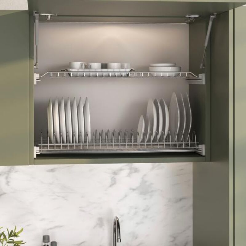 Emuca – Égouttoir à vaisselle pour module 700 – Acier peint aluminium résistant à la rouille – Capacité 24 assiettes et verres – Installation rapide