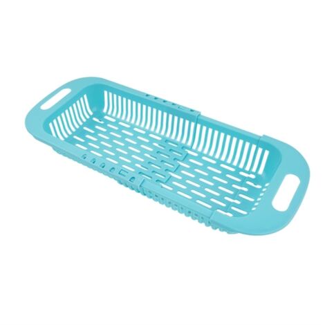 Égouttoir télescopique pour évier, extensible et pliable, à fixer au-dessus de l'évier pour ranger et sécher la vaisselle.