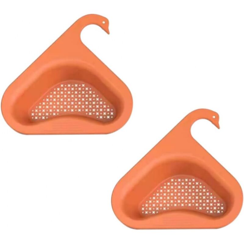 Égouttoir triangulaire double couche, passoire alimentaire de cuisine, égouttoir d'angle, filtre à eau, orange, lot de 2