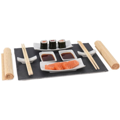 EH Excellent Houseware, Sushiset mit Schieferplatte, Sushi - 11 Elemente