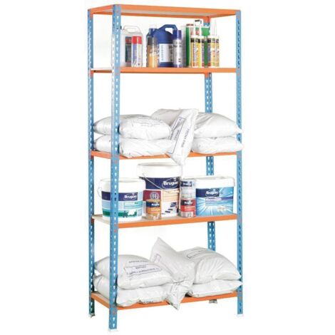 EHLIS estanteria maderclick 5/400 azul-naranja 180x90x40 , La estantería MADERCLICK 5/400 es una solución robusta para el almacenamiento, diseñada para adaptarse a diversas nece