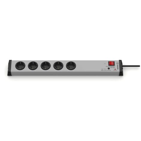 EHMANN 0207x01053301 0207x00052301 Ciabatta elettrica con Protezione da sovratensione e Filtro di Rete, 5 Prese, Cavo da 1,5m, 230 V, Grigio