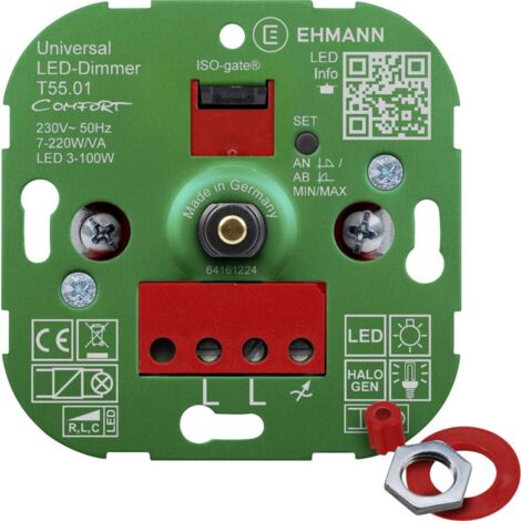 Ehmann 5500x0100 Dimmer rotativo Adatto per lampadina: Lampadina LED, Lampadina alogena, Lampadina ad incandescenza