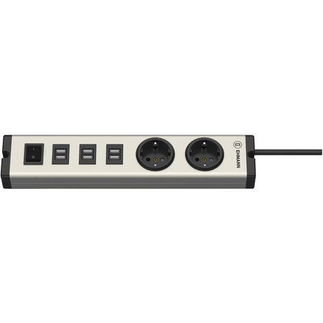 Ehmann  USB Ladegerät  6x USB-A, Schutzkontakt-Steckdose  Grau, Schwarz Innenbereich