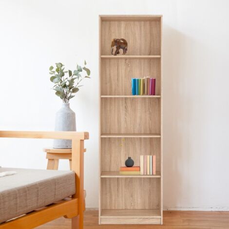 Eichenbibliothek 197x60x34 cm mit 5 Nischen