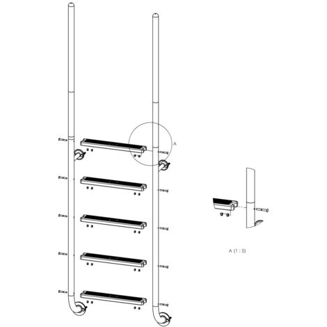 Eichenwald Poolleiter Modell 23 Roma mit einschraubbaren Griffstangen Beckentiefe 1620mm 5 Stufen