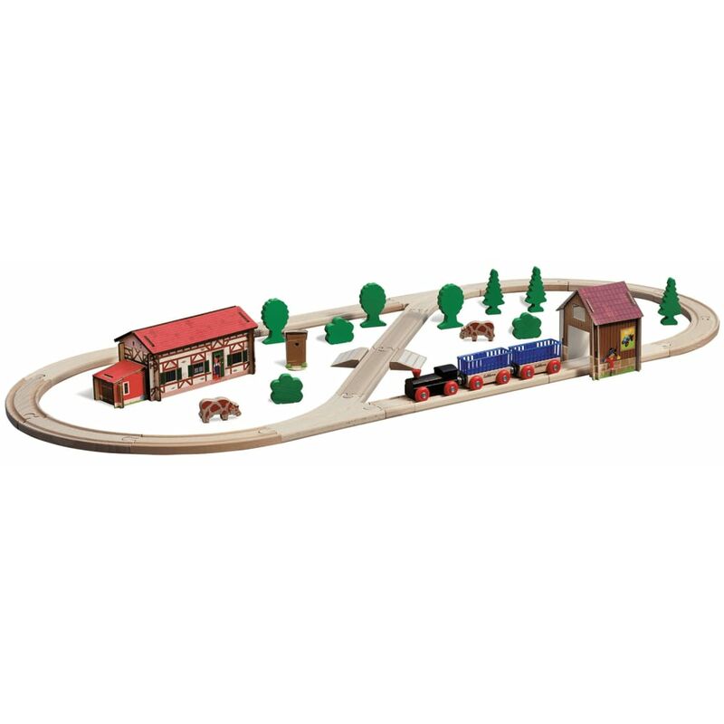 

Eichhorn Set de tren de juguete 41 piezas de madera con granja 360 cm - Rojo