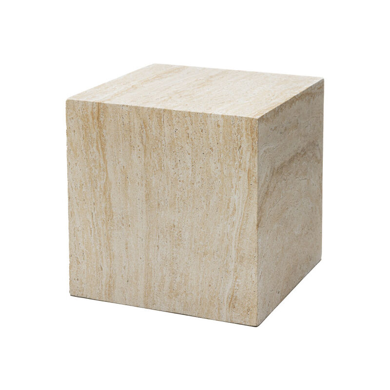 Table d'appoint carrée effet travertin 40x40cm - Beige - eida