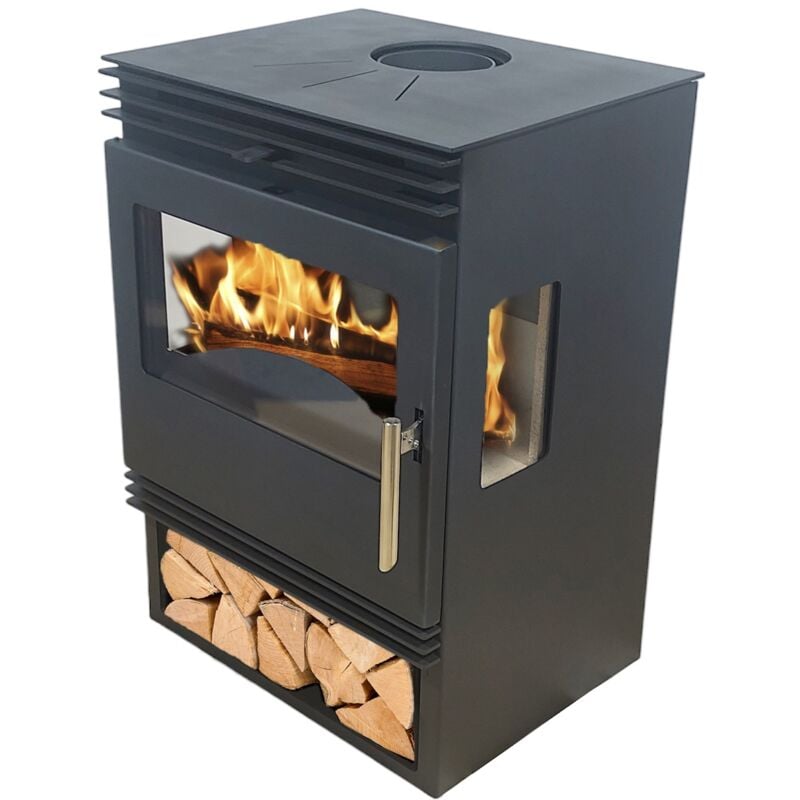 Eider - biomasa Poêle à bois - 6,8 kW - modèle Pisano Ventilée - jusqu'à 152 m³ - H.83 x l.56 x P.50 cm - Classe énergétique a