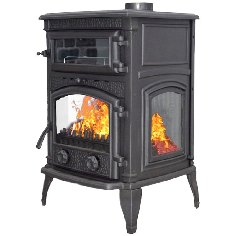 Eider Biomasa - Poêle à bois - modèle cuellar horno vis - 13,78 kW - jusqu'à 277 m³ - H.100 x L.44 x P.55 cm - Classe énergétique a