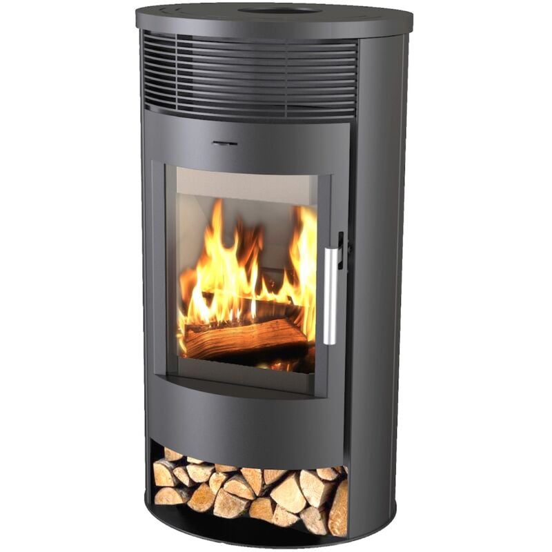 Eider - biomasa Poêle à bois - modèle Elide Ventilée - 6,3 kW - jusqu'à 140 m³ - H.102 x l.56 x P.49 cm - Classe énergétique a